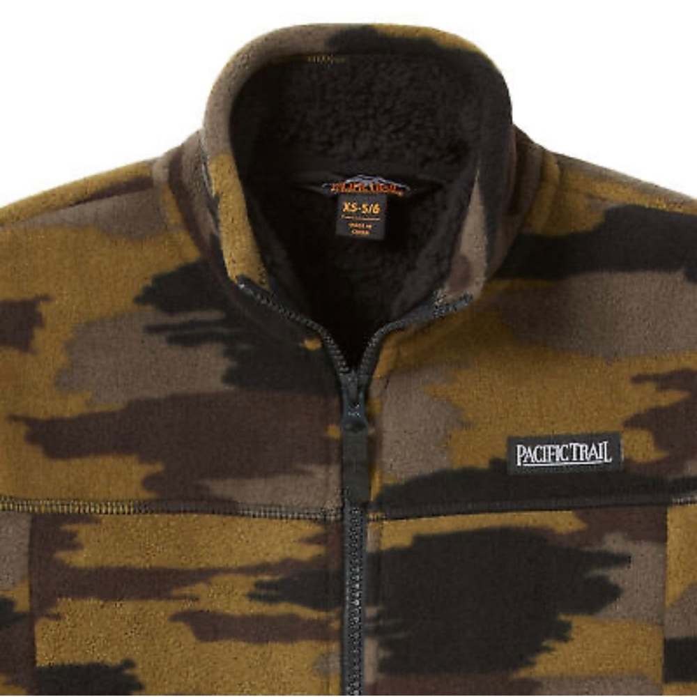 Boys Pacific Trail Youth Fleece Zip Jacket Size 5/6 7/8 10/12 14/16 Green Camo - Picture 3 of 6